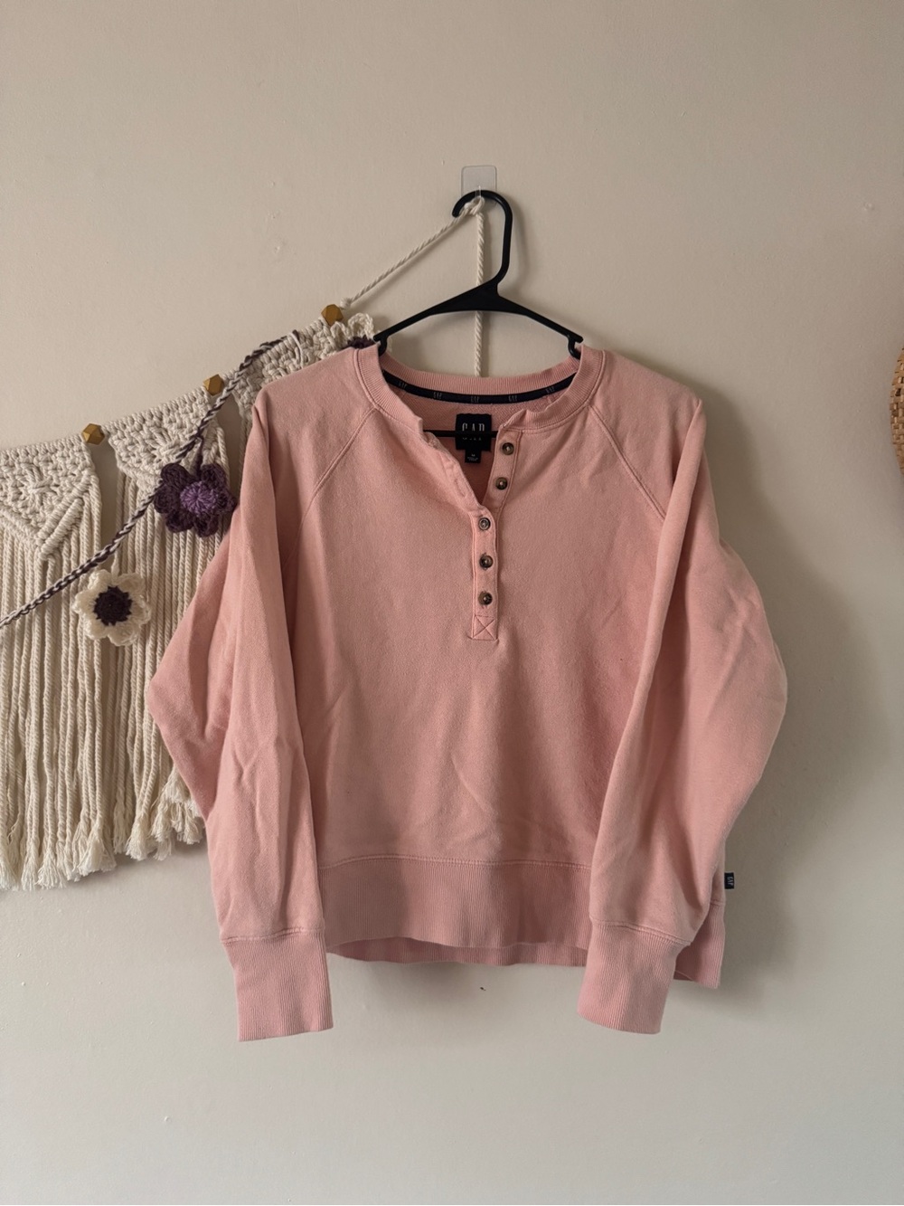 GAP Soft Pink Henley Sweatshirt